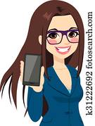 אישת עסקים, להציג, זקוף, smartphone