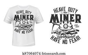 צהירט, הדפס, עם, כורה, כילף, ו, קסדה, mockup