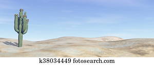 Cactus in the desert - 3D render Cactus in the desert - 3D render