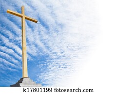 cristão, crucifixos, com, céu, experiência., religião, template.