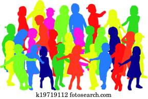 group of children's silhouettes - Illustration group of children's silhouettes - Illustration