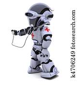 robot with stethoscope robot with stethoscope