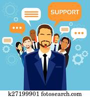 Support Business People Group Technical Team On Line