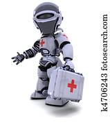 רובוט, עם, מערכת כלים של עזרה ראשונה