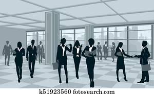 侧面影象, 在中, businesspeople, 在中, 办公室