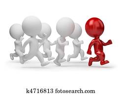 3d small people - leader of running 3d small people - leader of running