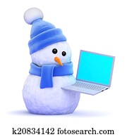 3d Snowman using a laptop 3d Snowman using a laptop