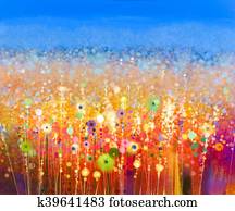 Abstract flower field watercolor painting. Abstract flower field watercolor painting.