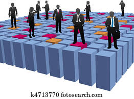 Business people company team work abstract cubes Business people company team work abstract cubes