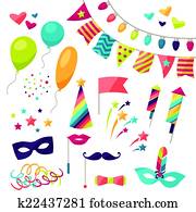 Celebration carnival set of icons and objects. Celebration carnival set of icons and objects.
