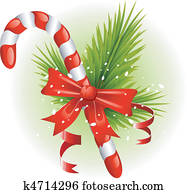 Christmas candy cane decorated with