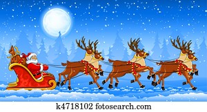 Christmas Santa Claus riding on sleigh Christmas Santa Claus riding on sleigh