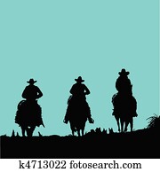 cowboy three vector silhouettes cowboy three vector silhouettes