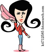 cowgirl, ficar, corte arte