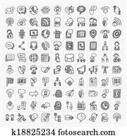 doodle communication icons set doodle communication icons set