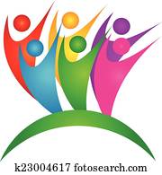 erfolgreich, gemeinschaftsarbeit, geschaefts, logo