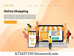 Vector template of online shopping concept. flat illustration vector Vector template of online shopping concept. flat illustration vector