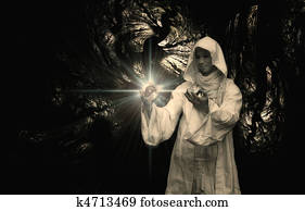 Wizard into a crystal ball Wizard into a crystal ball