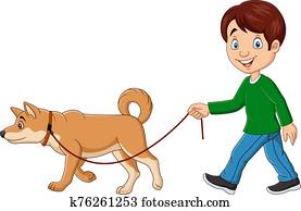 חמוד, איש הולך, עם, כלב