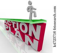 Action Plan - Man on Arrow Over Words