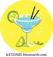 Blue Margarita cocktail on yellow Blue Margarita cocktail on yellow