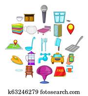Bursa icons set, cartoon style Bursa icons set, cartoon style