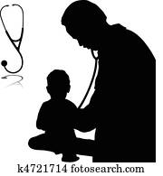 doctor with baby vector silhouettes
