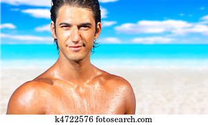 Sexy caucasian fit man posing in a beach Stock Image | k4601160 ...