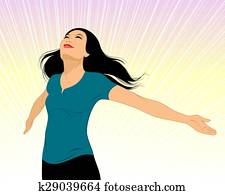 Girl spread her arms