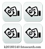 Hand with money icon - yuan, peso, 