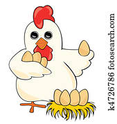 Hen with eggs. Hen with eggs.