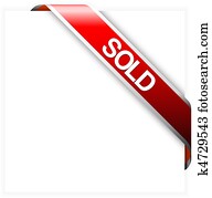Red corner ribbon for sold items Red corner ribbon for sold items