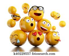 3d, emojis, איקונים, עם, פרצופי, expressions.