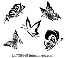 Black white butterflies of a tattoo Black white butterflies of a tattoo