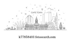 Cape Town architecture line skyline illustration Cape Town architecture line skyline illustration