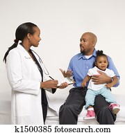 Father, child and doctor. Father, child and doctor.