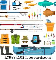 Fishing vector flat icons Fishing vector flat icons