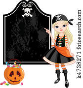 halloween, pirate, girl, pointage