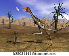 Mononykus dinosaur hunting - 3D render Mononykus dinosaur hunting - 3D render