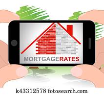 Mortgage Rates Represents Real Estate 3d Illustration