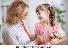 pediatra, falando, positively, com, criança