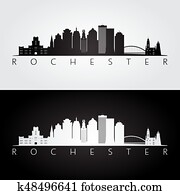 Rochester USA skyline and landmarks silhouette Rochester USA skyline and landmarks silhouette