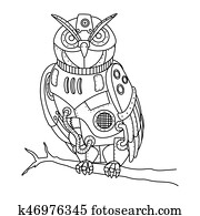 Steampunk style owl coloring book vector Steampunk style owl coloring book vector