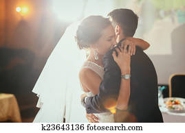 feliz, noiva noivo, ligado, seu, casório