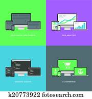 flache, webentwicklung, elektronisch, vec flache, webentwicklung, elektronisch, vec