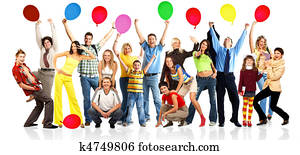 Happy people with balls