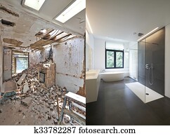 Renovation of a bathroom Before and after