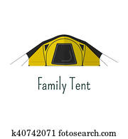 rod, stan, plytký, icon., tabor stan, farebný, pictogram., stan, symbol, na, vzdanie sa, s, family., leto, grafika, na, web, infographics, projects, printing., vzorka