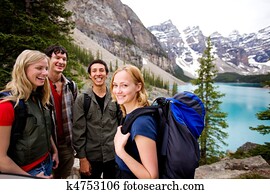 Camping Friends in Mountains Camping Friends in Mountains