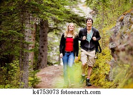 Camping Hiking Man and Woman Camping Hiking Man and Woman